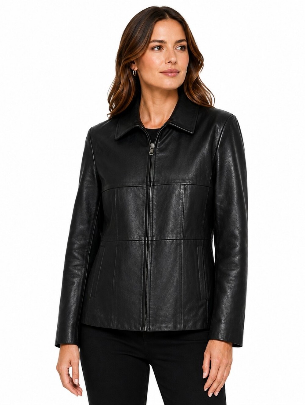 Jason Kole Full Zip Supple Leather Jacket L Black Classic Edgy Office Staple
